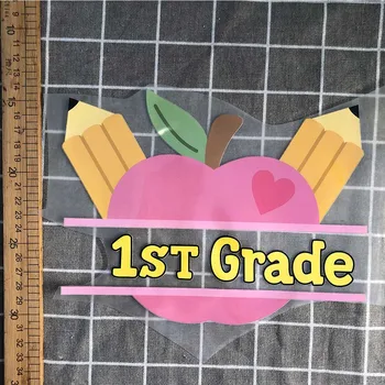 

Back To School pencil Apple 1st Grade Wholesale Brand LOGO Patches Iron On For Clothes Print Heat Transfer Sticker