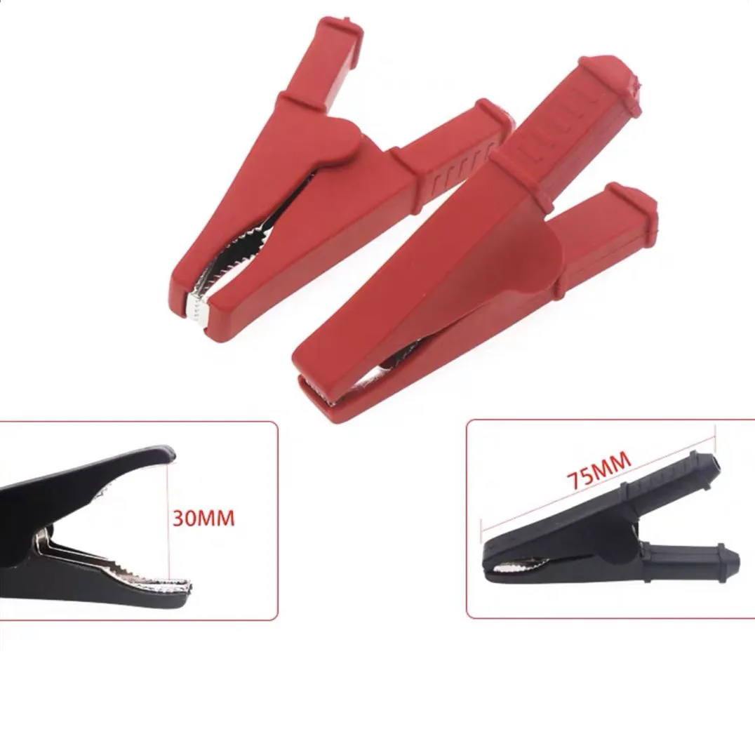alligator clips 2Pcs 50A Red + Black 75mm Insulated Crocodile Car Caravan Van Battery Test Lead Clips