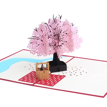 

Creative 3D cherry blossom card Valentine's Day gift wedding couple small card confession birthday Teacher's Day greeting card