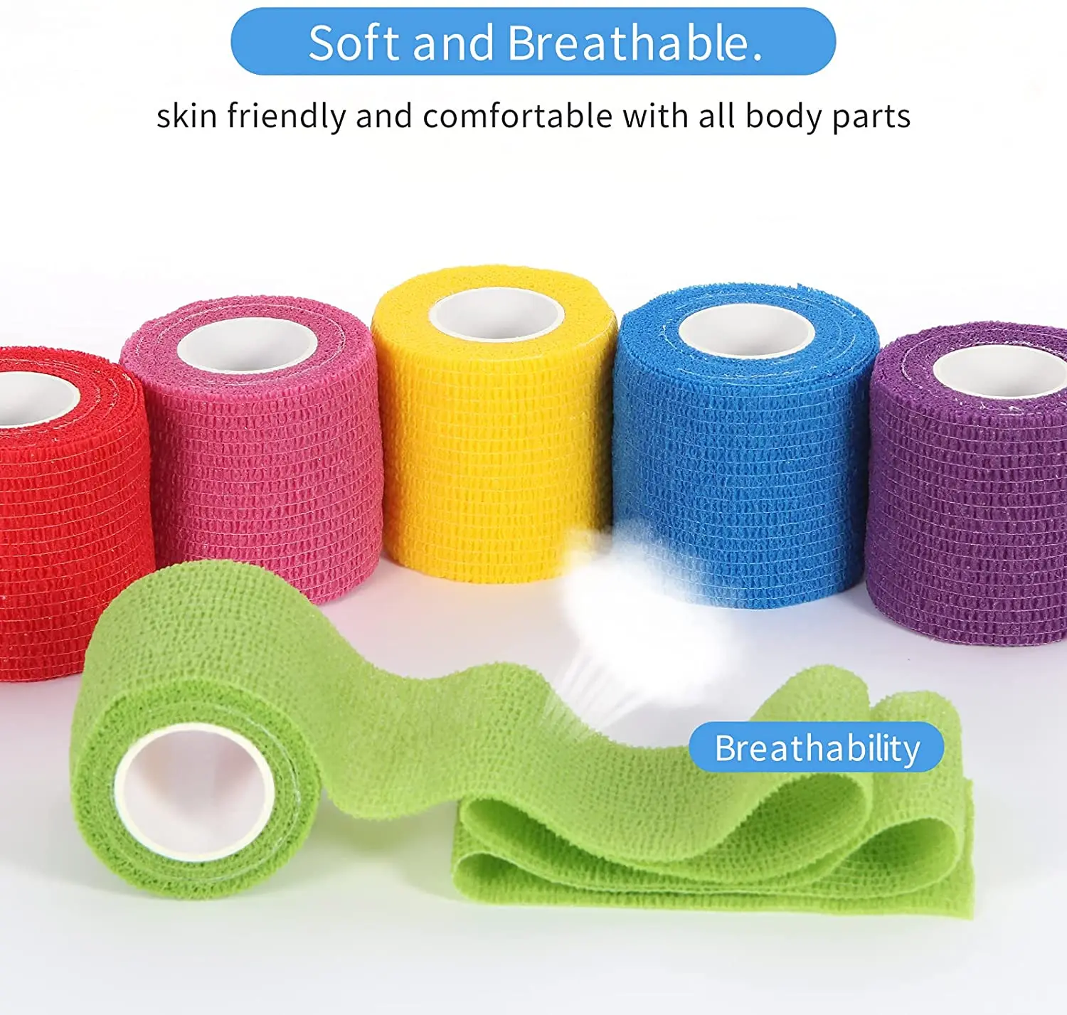 24 Pieces Self Adhesive Bandage Wrap Breathable Vet Wrap Cohesive Bandage First Aid for Pets Athletic Elastic Self Adherent