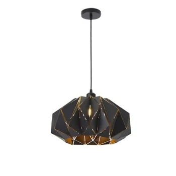 

Modern Black Iron Hanging Lamp Diamond Led Lamp E27 Industrial Loft Retro Dining Room Restaurant Pendant Lights