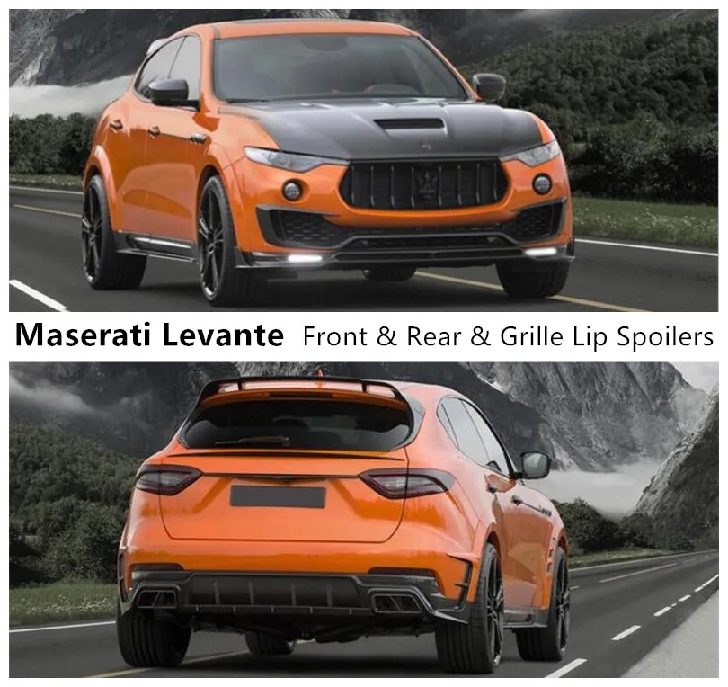Front Rear Grille Lip Spoilers For Maserati Levante 2016 2017 2018 2019 2020 Bumper Diffuser High Quality Carbon Fiber Spoiler | Автомобили