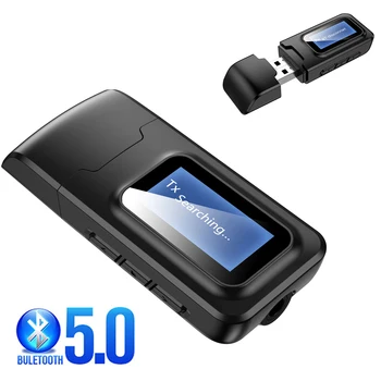 

2 IN 1 5.0 Bluetooth Receiver Transmitter LCD 3.5mm AUX USB Dongle Stereo Music Wireless Audio Adapter For PC TV Phone Car