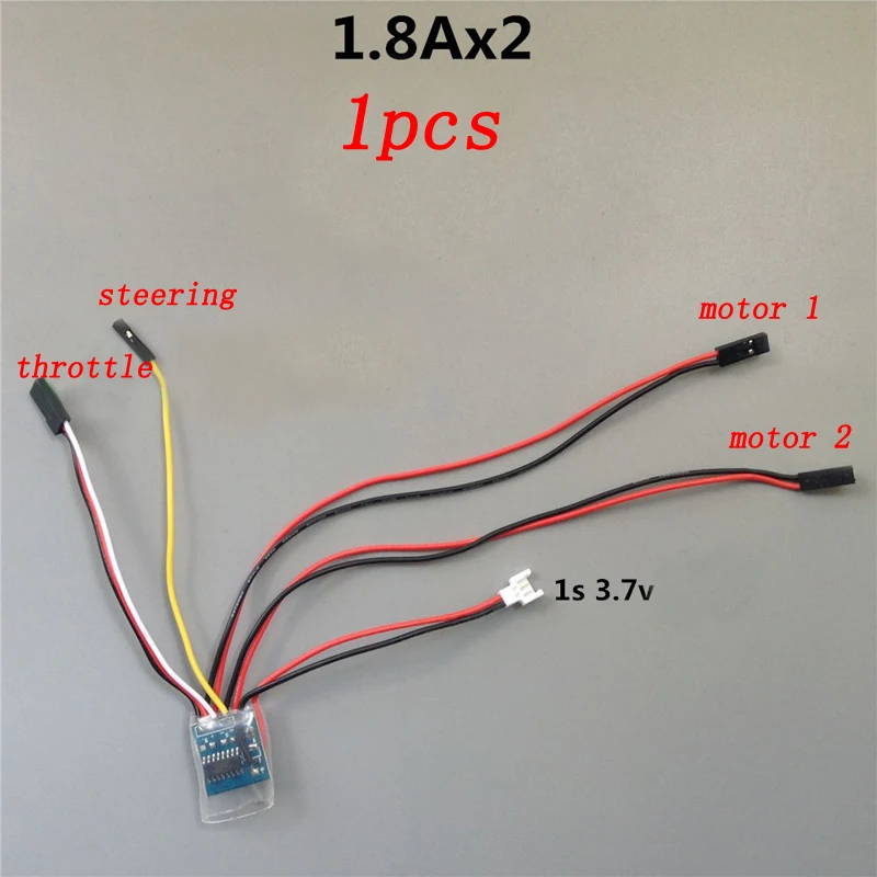 

1pcs 1S 3.7V 2.7Ax2 Dual Bidirectional Brushed ESC N20 Gearmotor Differential Speed Controller for 1/72 DIY RC Car/Tanks