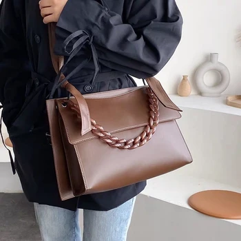 

Brand women's soft leather handbag women's PU messenger bag large capacity fashion retro women's shoulder bag big Tote sac Bols