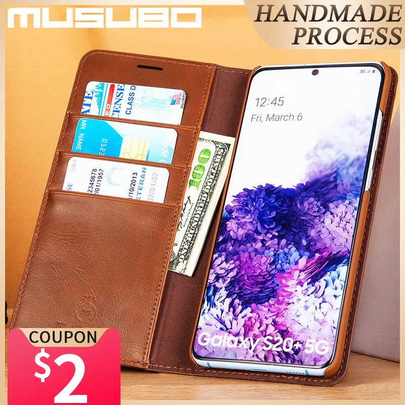 Musubo чехол для Samsung S20 Ультра Роскошный из натуральной кожи + 5G Plus откидной