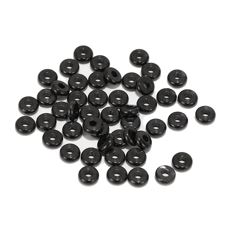

50pcs Stainless Steel Exquisite Charm 6mm/8mm Black Flat Round Spacer Beads For DIY Jewely Bracelet Necklace Making Findings