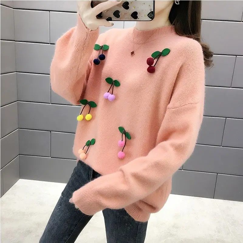 Зимняя одежда негабаритный Свободный вязаный свитер женский пуловер Pull Femme