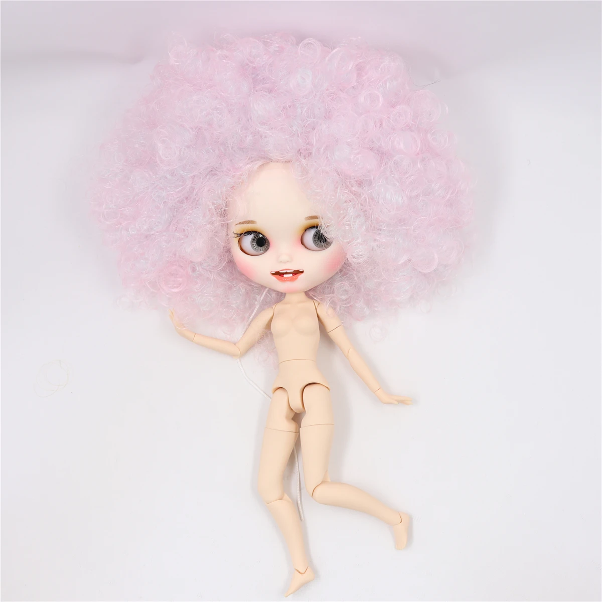 Neo Blythe Doll with Pink Hair, White Skin, Matte Smiling Face & Custom Jointed Body 1