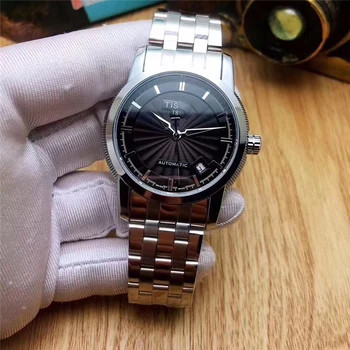 

Men's automatic mechanical watch steel fashion brand calendar date clock skeleton waterproof chronograph Reloj de hombre