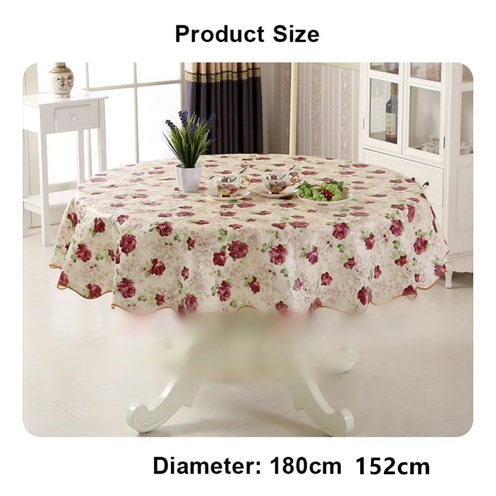 Round Table Cloth PVC Tablecloth Overlays Waterproof Wedding Baby Shower Birthday Banquet Decor Home Dining Table Cover 180cm table cloth