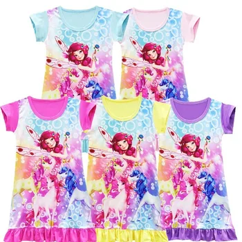 

New Lovely Girls Mia's fairy tale kingdom Mia and I unicorn short sleeve midi dress Cartoon Summer Dress