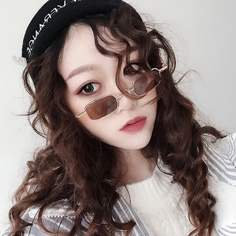 

Steampunk Small Rectangle Sunglasses Women Luxury Designer Tiny Metal Frame Eyewear Summer Style Oculos De Sol Feminino Goggles