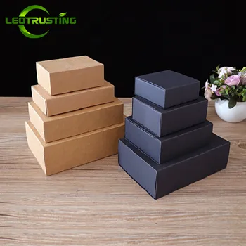 

Leotrusting 10pcs High Quality Gift Paper Folding Box Natural Kraft/Black Paper Packaging Box Handmade Party Paper Cardboard Box