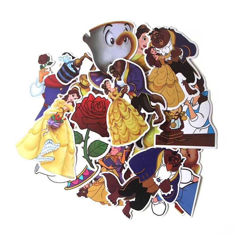 CA56 18Pcs/set Beauty and the beast Sticker Waterproof For Laptop Moto Skateboard Luggage Guitar Fitting Sticker Graffiti Decals