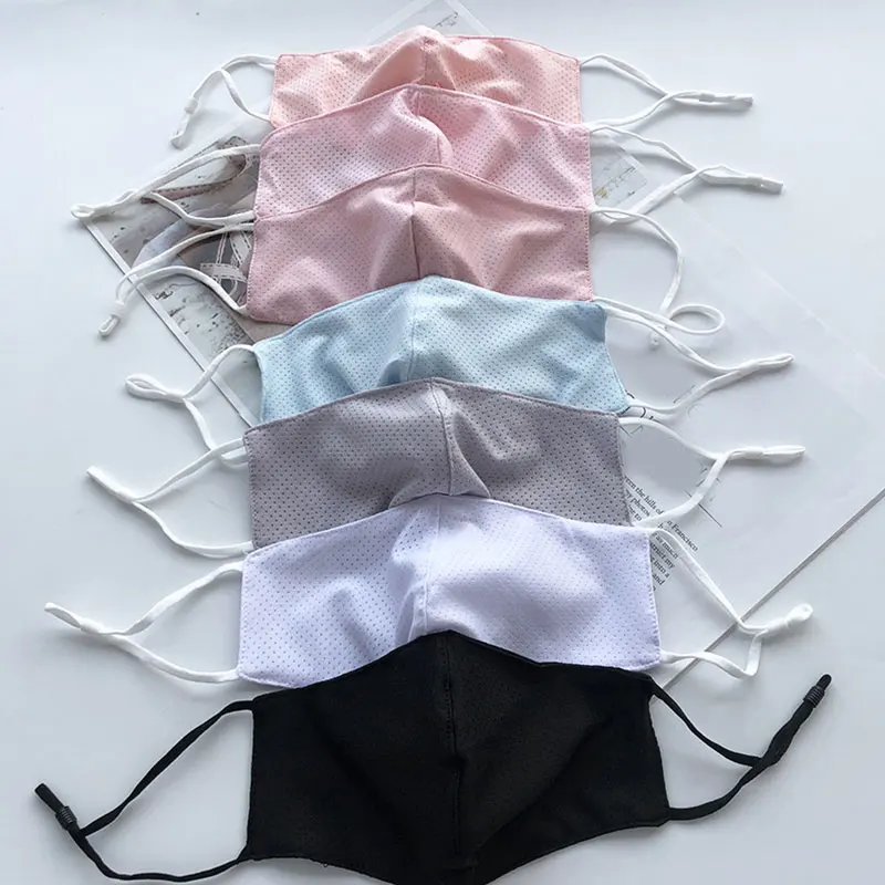 Dot Breathable Mouth Masks Summer Sun Protection Hanging Ears Masks Adjustable Summer Riding Face Mask Cotton Solid Color Masks
