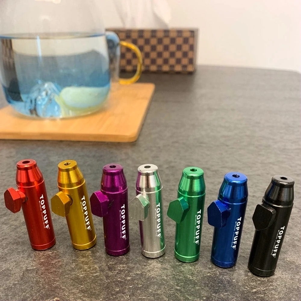 TOPPUFF DANGER Aluminun Sniffer металлический плоский/точечный Snorter Rocket Snuff Bullet Sniff Smoking Pipe