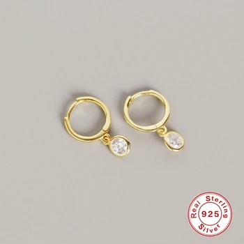 

Real 925 Silver Earrings For Women Wedding Gold Small Round Earrings Girl Gift Crystal Piercing Earring Female Zircon aretes R5
