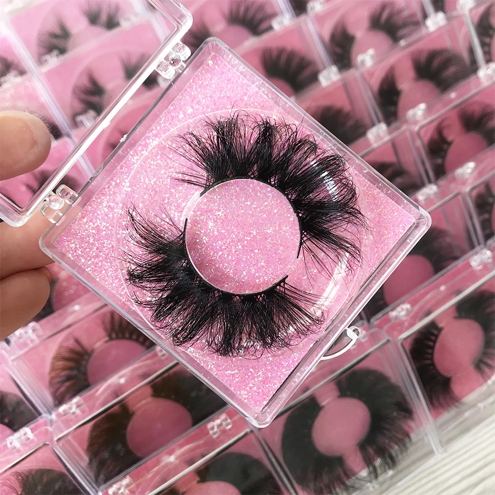 Resuable 3D Mink Eyelashes 25mm Fluffy False Fake Eye Lashes Lot Vendor Boxes Thick Full Strip Lashes In Bulk Wholesale 1 Pair