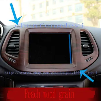 

For Jeep Compass 2017 2018 Peach Wood Grain Interior GPS Navigation Panel Trim Car accessories