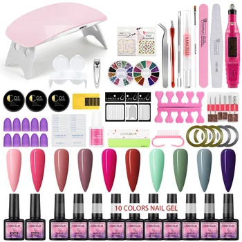 

COSCELIA 6/10pcs Color Polish Nail Set With 6/36W UV LED Lamp Kit Soak Off Gel Varnish For Manicure Nail Art Machine Tools