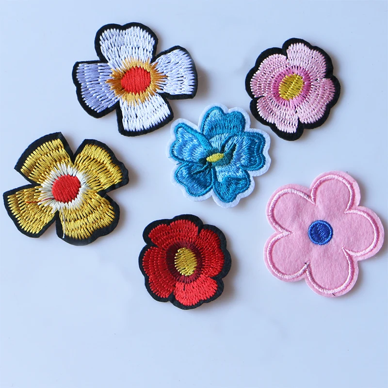 

1 PCS Rose Cherry blossoms Embroidered Iron on Patches for Clothing DIY Stripes Clothes Patchwork Sticker Custom Flowers Badges