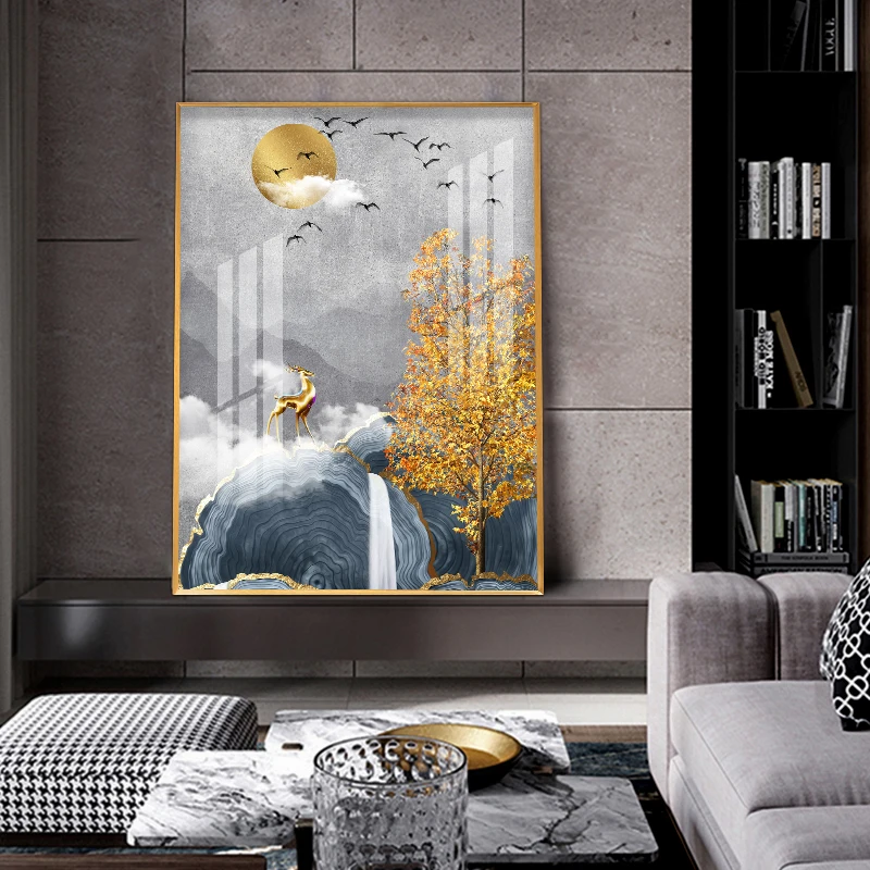 Картина для оформления входа Вертикальная декоративная картина Lucky Feng Shui коридор прохода настенная живопись гостиная картины простые современные