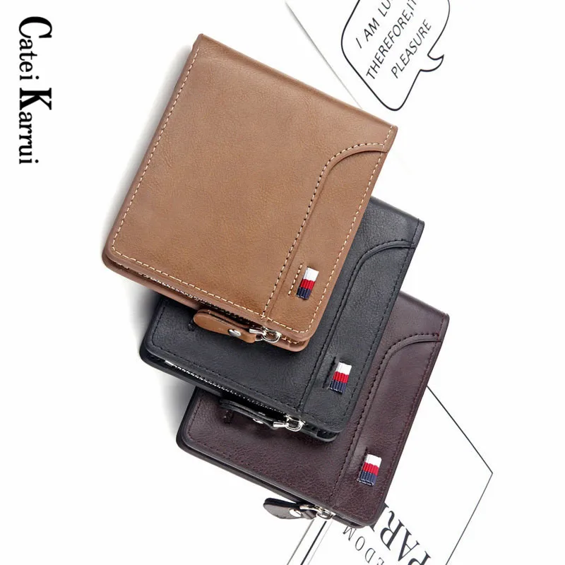 

Catei Karrui Cow Leather Slim Wallets Mini Wallets Magic Card Holder Men Wallets Money Bag Male Vintage Black Short Purse Small