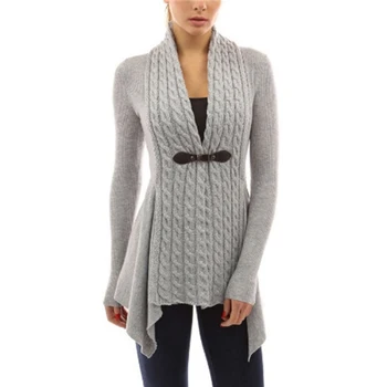 

Women's Cardigan Casual V-neck All-match Strap Decoration Long-sleeved Fur Collar Twist Cardigan Sweater