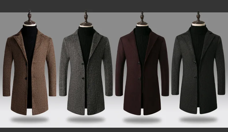 2019 Men Wool Blends Coats Autumn Winter New Solid Color High Quality Men's Wool Trench Coats Luxurious Wool Blends Coat Male 2019 Men Wool Blends Coats Autumn Winter New Solid Color High Quality Men's Wool Trench Coats Luxurious Wool Blends Coat Male