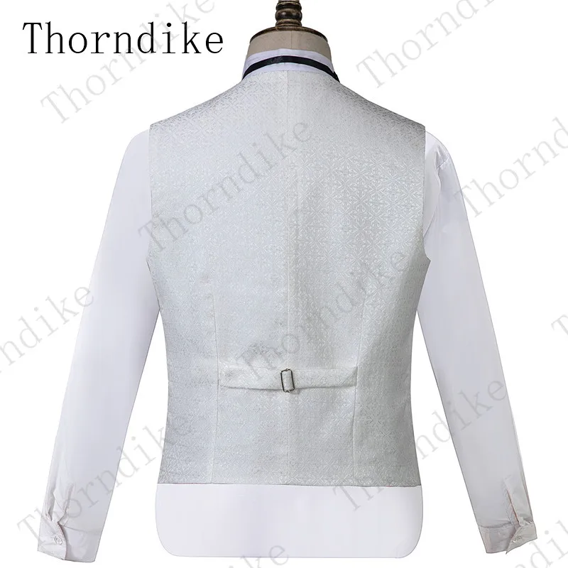 Thorndike/3 шт., белые жаккардовые свадебные костюмы для мужчин,, брендовый костюм на одной пуговице, мужские костюмы для жениха, мужские костюмы на заказ(пиджак брюки жилет