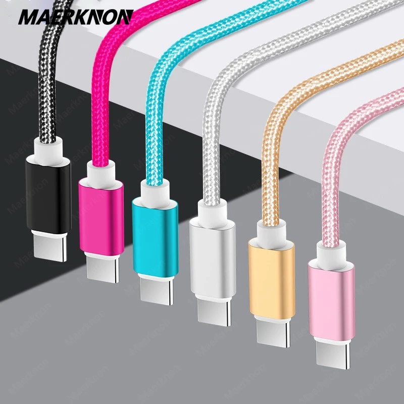 Nylon Data USB C Cable 25cm 1m 2m 3m For Xiaomi 12 11 Pro Huawei Mate 40 Samsung S8 S9 iPad Fast Charging Charger USB-C Wire | Мобильные