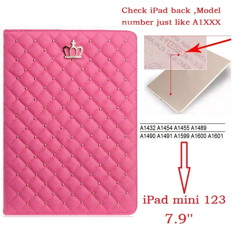 7," Роскошная корона Coque для iPad mini 2 3 Smart Case A1432 A1454 A1490 магнитная искусственная кожа для iPad mini 2 mini 3 Чехол-подставка - Цвет: mini123 Rose