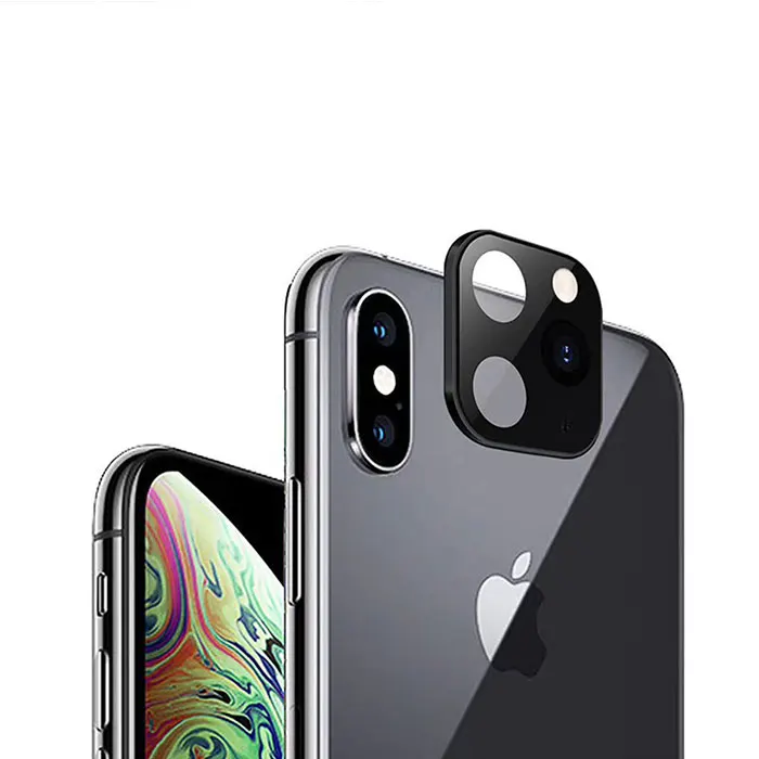 Поддельная камера для iphone 11 Pro задняя камера объектив Защитная стеклянная пленка для iphone X XS Max для iphone 11 Pro Max поддельная камера наклейка - Color: Black