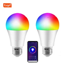 Jy tuya-lâmpada inteligente led rgb, wi-fi, muda de cor, 110v/220v, compatível com alexa, google home e controle remoto