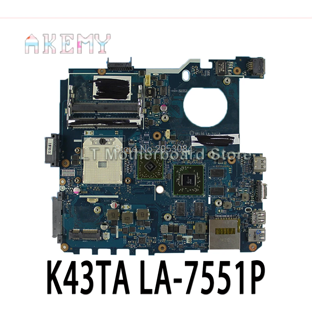 Материнская плата для ноутбука For Asus K43T K43TA K43TK X43T LA-7551P системная логическая