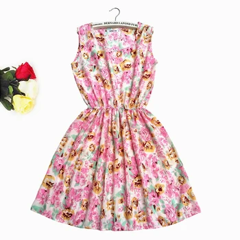 

Pink Rose Print Fashion Lady Autumn Dress Women Bohemian Floral Sleeceless Vest Slim Beach Chiffon Sexy Dress Vestidos Elegantes