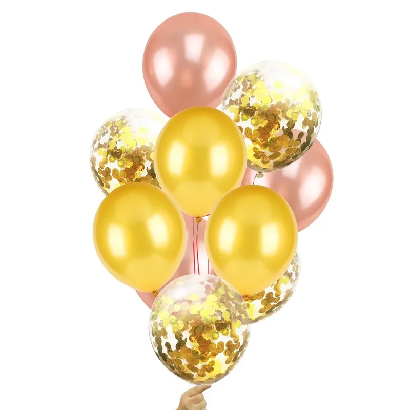 День рождения воздушные шары-розового цвета с золотыми блестками; Бумага взрослых вечерние украшения шары из латекса 2,8g 16 дюйм(ов) СТАБИЛИЗАТОР 10 шт./компл. DIY вечерние поставки - Цвет: F