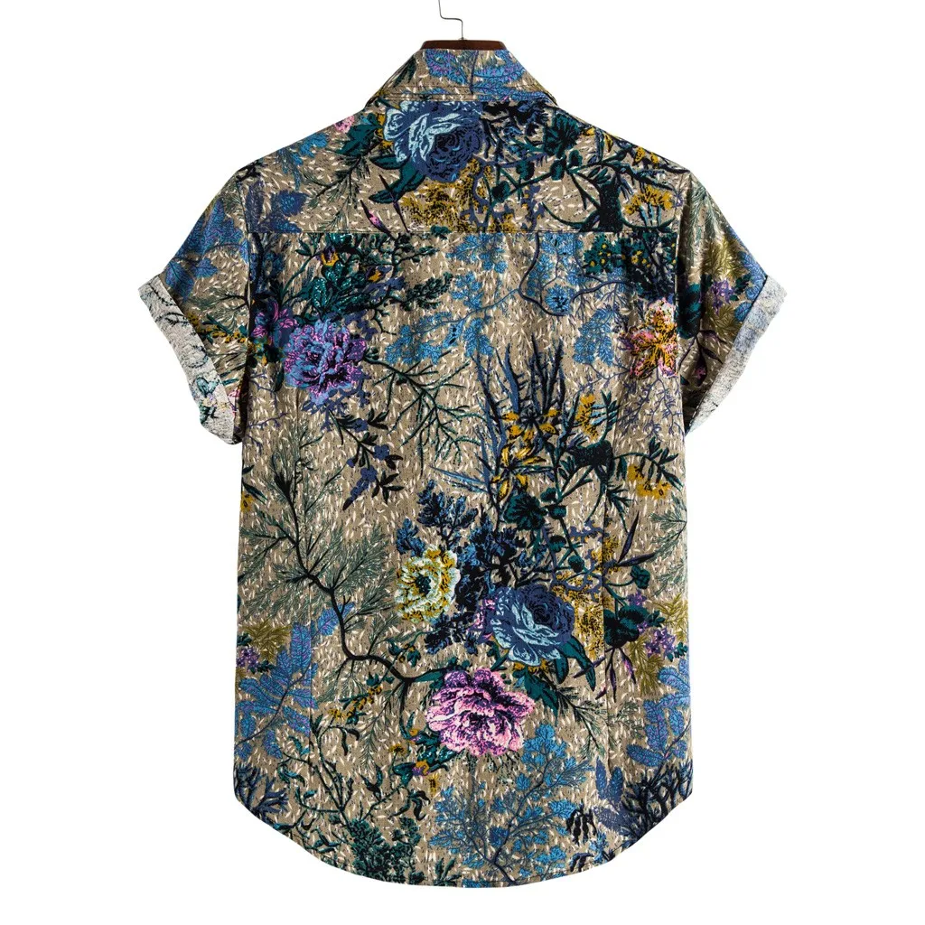 Camisa Vintage con étnico para hombre, camisa informal holgada de manga corta con cuello vuelto, blusa informal para verano, 2021|Camisas informales| AliExpress
