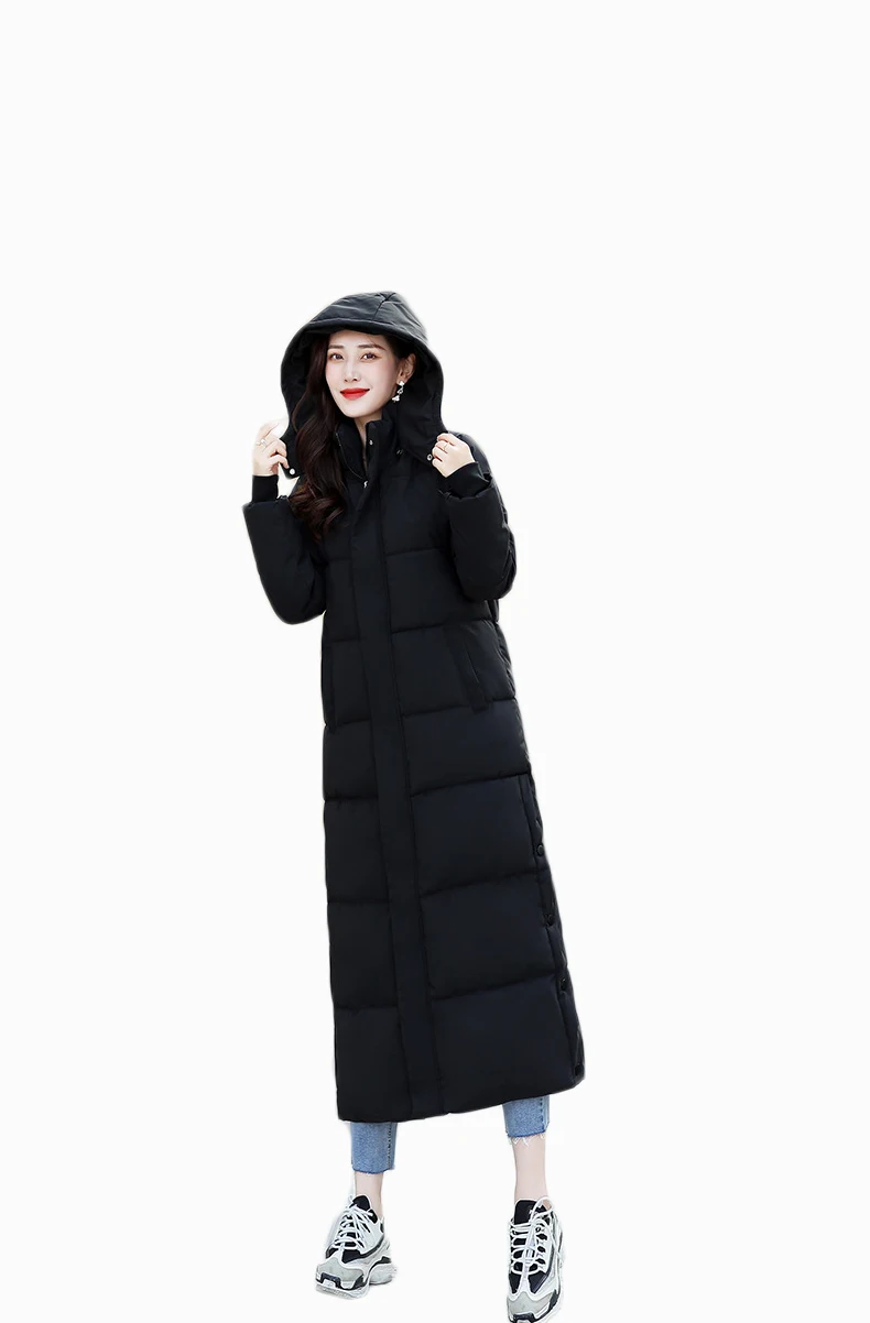 

[Detachable hat] Down Jacket Women 2021 Winter New European and American Long Down Jacket Women Thickening Y523