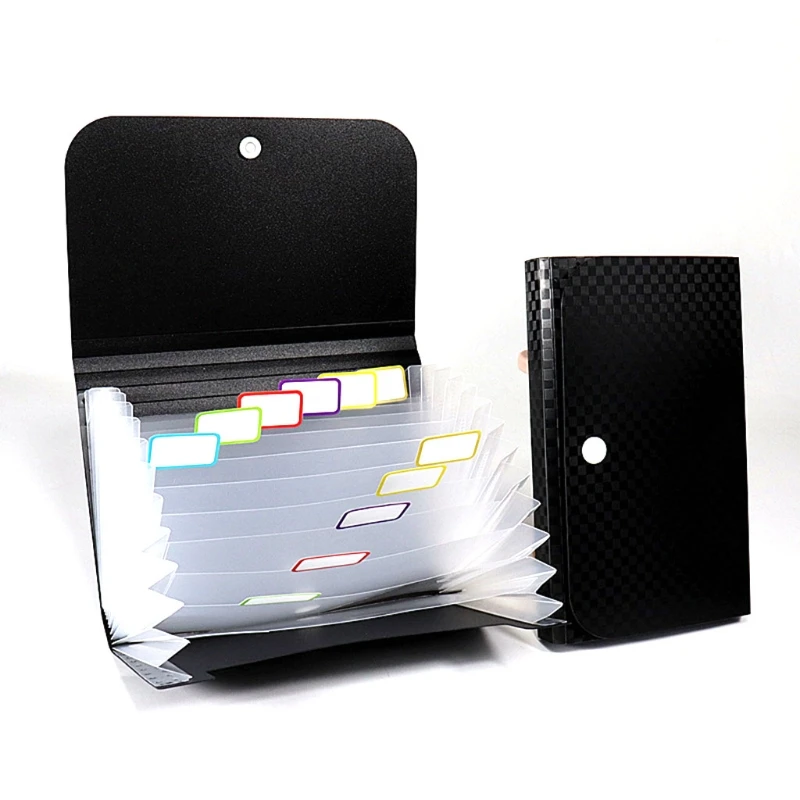 A6 Accordion Folder file folder file bag transparent folder Expanding Receipt Folder Multi-layer File Case Button Closure with Index Stickers for Business Staff