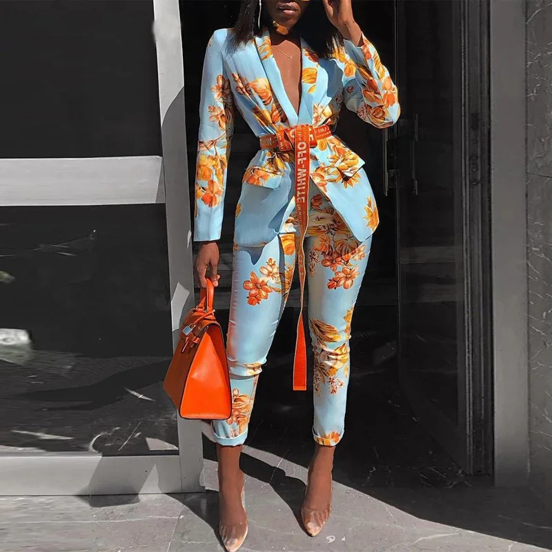 Sexy Long-Sleeved Suit Two-Piece 2021 Winter Fashion Casual Women
