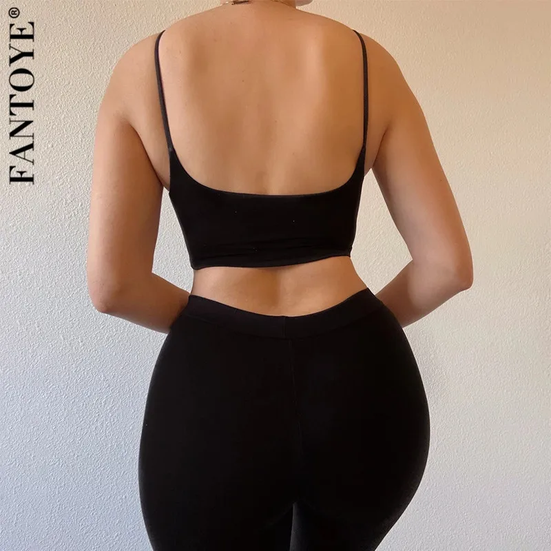 Женский спортивный костюм FANTOYE комплект из двух предметов короткий топ с