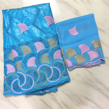 

5yards/set African Bazin Riche Brode Fabric with Swiss Polyester Lace fabric 2020 Damask Shadda Guinea Brocade Lace Fabric