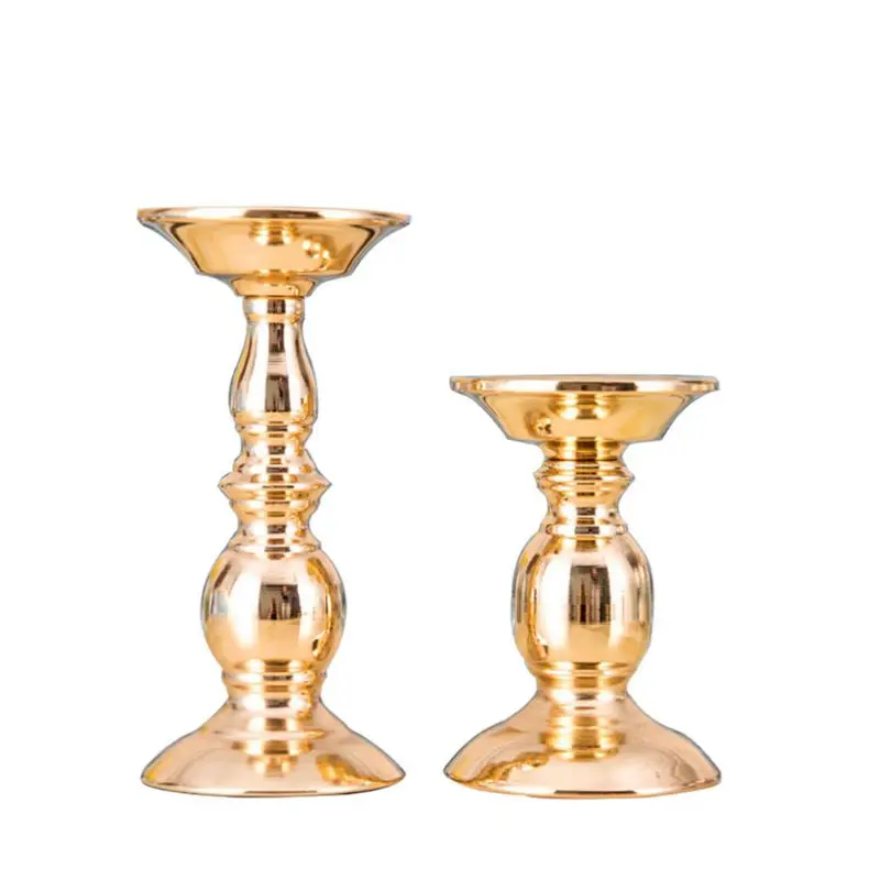 European Style Candle Holder Gold Metal Candlestick for Wedding Centerpiece Home Decorative Ornaments