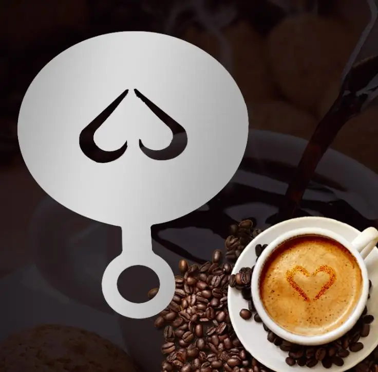 

Форма для кофе из нержавеющей стали, шаблон из пены для кафе, инструменты для украшения кофе, трафареты для бариста, печатная модель для кофейного торта SN3912