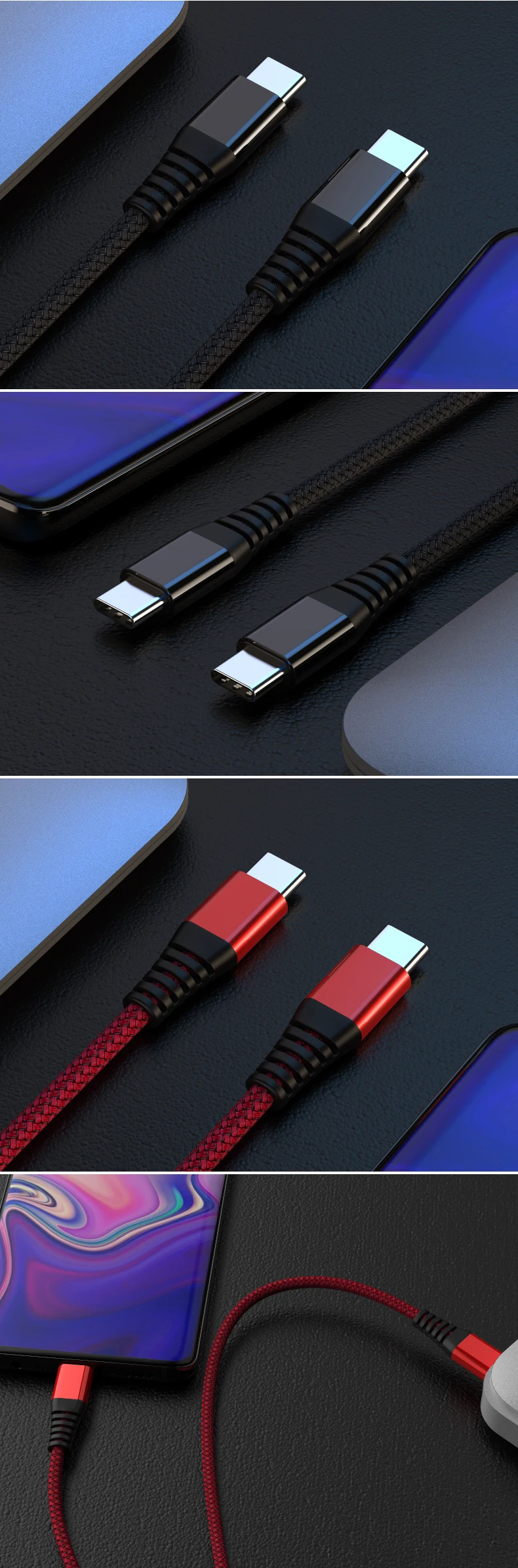 3A двойной USB C кабель для type C кабель QC 3,0 4,0 кабель передачи данных для быстрой зарядки для samsung S10 переключатель быстрое зарядное устройство Синхронизация USB C