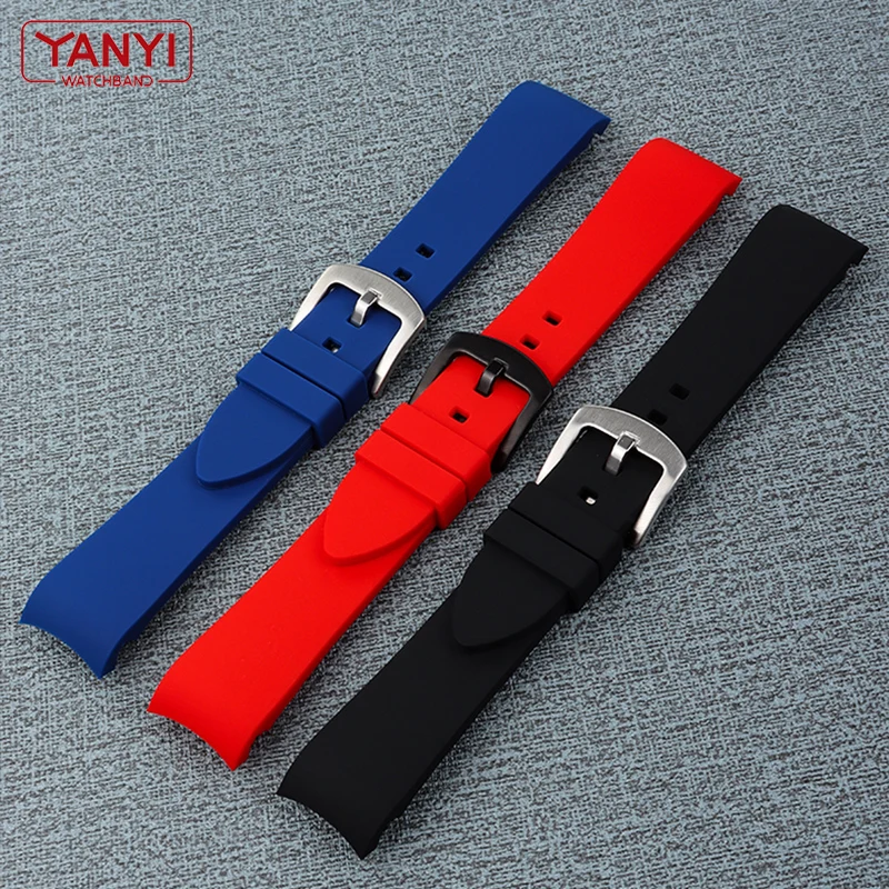 Premium Curved End Rubber Watchband - Multiple Sizes Available