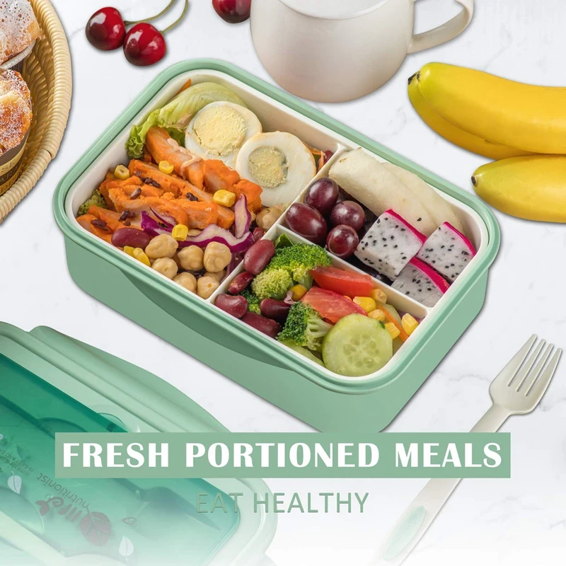 ABSS-Bento коробки для взрослых-Bento Ланч-бокс для детей с ложкой и вилкой-прочный, герметичный для еды на ходу, BPA