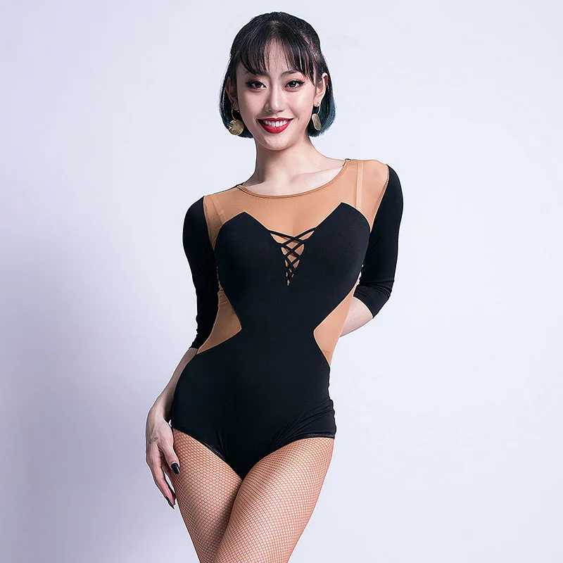 

Latin Dance Costume Sexy Black Latin Practice Clothes Latin Dance Competition Clothes Rumba/Tango Performance Outfit DQL1205
